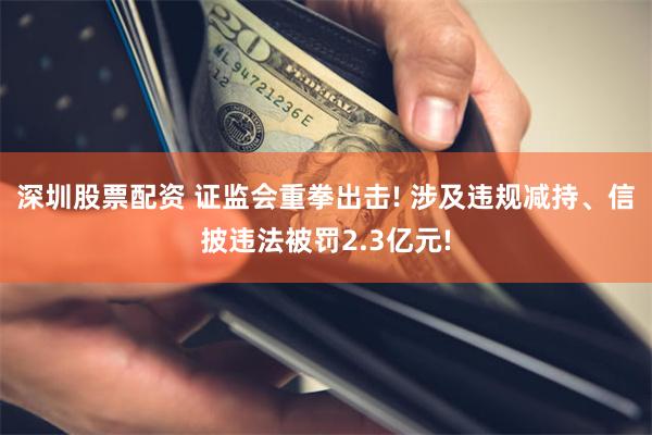 深圳股票配资 证监会重拳出击! 涉及违规减持、信披违法被罚2.3亿元!